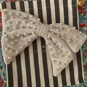 Lele Sadoughi ivory velvet bow